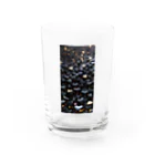 ハートと幾何学とお花のハート　黒0044 Water Glass :front