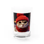 にゃんたみやの雪の日の猫 Water Glass :front