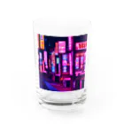 カラスと麻雀の中華的な夜の街並み Water Glass :front