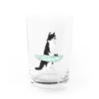 ONI Designのバレリーナ黒ぶち猫 Water Glass :front