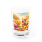 癒しの場｜Healing Placeのかわいい犬と花畑の癒しのアイテム Water Glass :front