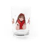 うしちゃんのお部屋の赤いマフラーの女の子（クリスマス） Water Glass :front