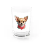 チワワ愛好家ショップの可愛いチワワとピンクリボンの魅力 Water Glass :front