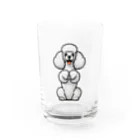 COCO SHOPのホワイトカラーのプードル（ちんちんポーズ） Water Glass :front