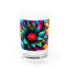 ポンキチはうすのカラフルフラワー..色鮮やかな花 Water Glass :front