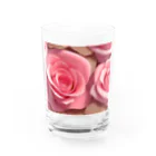 ポンキチはうすのピンクの薔薇 Water Glass :front