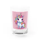 the blue seasonのパステルドリーム：虹色の魔法のユニコーン Water Glass :front