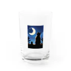 幸運のしっぽの月夜と黒猫 Water Glass :front