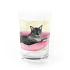 森図鑑の[森図鑑] 寝そべりキジトラ猫 Water Glass :front