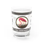 アニマル四字熟語の「Bird conservation」野鳥保護サーモンタンブラー Water Glass :front