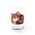 AutoArtistryのかわいいロングコートチワワ　アニメ風グッズ（おやすみバージョン） Water Glass :front