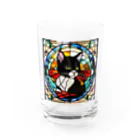 Sayuzu のステンドグラスの黒猫 Water Glass :front