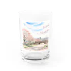 あかいはちの春の桜満開 Water Glass :front