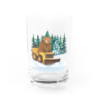 HappyFaceMarketの雪かきするクマ Water Glass :front