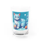 raft.weavingの狩猫ブルー Water Glass :front