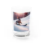 peinto888のスキーうさちゃん Water Glass :front