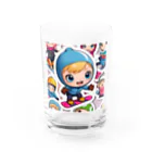 m222web-shopのスノーボードとキャラクターたちのイラストグッズ Water Glass :front