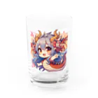 可愛らしいドラゴンのイラストグッズ店のかわいいドラゴン女の子 Water Glass :front