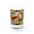 テケテケのキリンのステンドグラス柄グッズ Water Glass :front