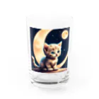 宇宙と猫の月を見る子猫 Water Glass :front