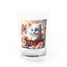 ZUCCOの花とねこの織りなす美しいシンメトリー Water Glass :front