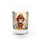 パパショップのキュートなお猿の消防士 グラス前面