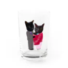 Parallel_merchの黒猫の親子 Water Glass :front