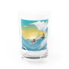 どうぶつやのハワイ　サーフィン Water Glass :front