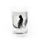 mamachanxxxの謎めいたモノクロねこ Water Glass :front