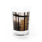 shell_hutの窓から覗く荒廃した建物が立ち並ぶ無人の通り Water Glass :front