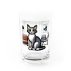 ピクセル堂のモダンレトロ：スタイリッシュなピクセル猫 Water Glass :front