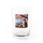 猫好き Japanの富士山と猫 Water Glass :front