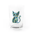 大人かわいい動物の世界のカラフル猫 Water Glass :front