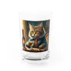 飲酒ちゃんの酒が好きな猫（社長） Water Glass :front