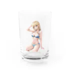 AIオリジナルイラスト　美女男子の金髪の彼女が下着姿で魅了する Water Glass :front