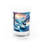 Passionista Lifestyle Emporium : 情熱的なライフスタイルエンポリウムの極光の冬景色とトナカイ Water Glass :front