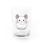 もふっとチンチラ🐭のチンチラ（ホワイト） Water Glass :front