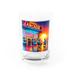 Dracula-modokiの80年代×青春×ゲームセンター×夕日イラスト Water Glass :front