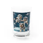 イヅミのお店の宇宙遊泳するミニチュアシュナウザー Water Glass :front