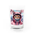 オシャンな動物達^_^の桜舞うなかオシャン猫 Water Glass :front
