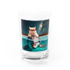 猫と紡ぐ物語のイルカと猫が海を共に泳ぐ異種間の絆が存在 Water Glass :front