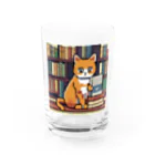 ドット絵ねこさんの読書猫さん Water Glass :front
