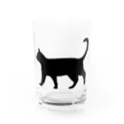 Teatime ティータイムの黒猫は見ていた　ねこ Water Glass :front