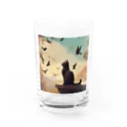 スウィート・アニマル・アートのクール黄昏れ猫ちゃん Water Glass :front