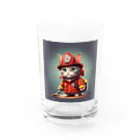 だんのんの 超キュートな消防士猫 Water Glass :front