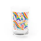 Happy　Rainbow　Flagのレインボーフラッグ Water Glass :front