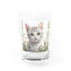 yoiyononakaの虎縞白猫02 Water Glass :front