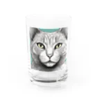 にゃんこーねこのドアップ猫 Water Glass :front