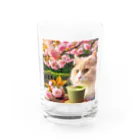 猫と紡ぐ物語の春の訪れを告げる桜満開 Water Glass :front