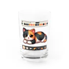 NEKOMARUDOUの三毛猫ペイント Water Glass :front